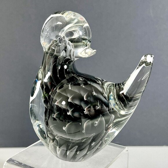 FM‎ Ronneby Konstglas Art Glass Bird Paperweight Fumato Glass Sweden - Picture 6 of 12
